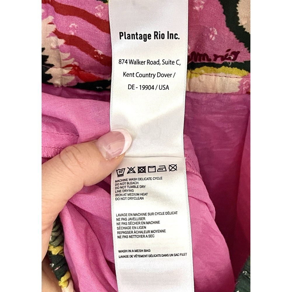 FARM RIO Pink Leopard Forest Midi Dress 100% Cotton Pink Tropical Backless S - Picture 14 of 16